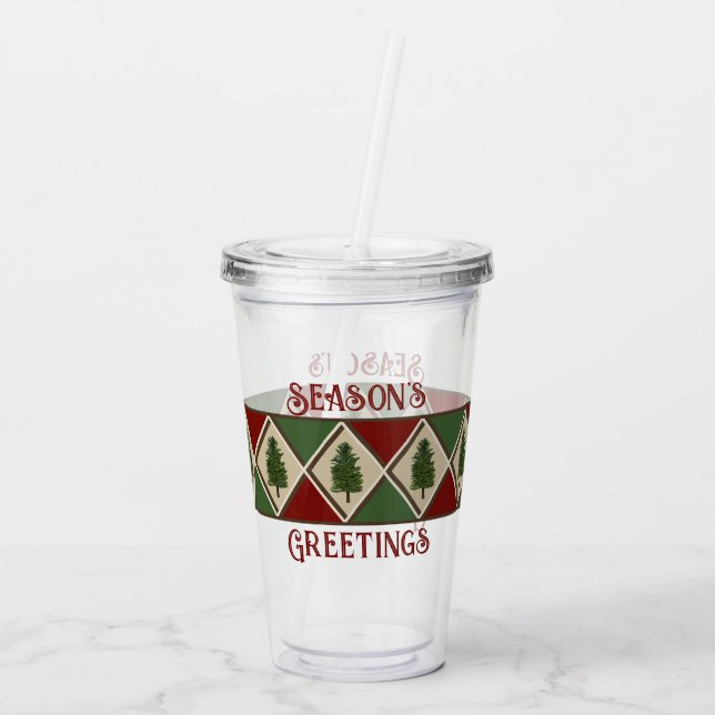 Gräs Träd och Harlequin Acrylic Tumbler Take Away Mugg (Baksida)