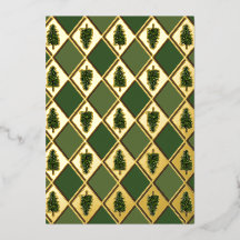 Gräs Träd och Harlequin Foil Helgdag Card