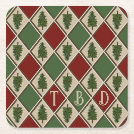 Gräs Träd och Harlequin Papper Underlägg Kvadrat