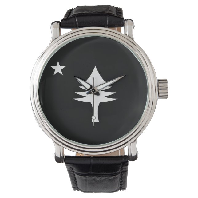 Gräs träd och Maine-statens stjärna 1901 flagga Armbandsur (Framsida)