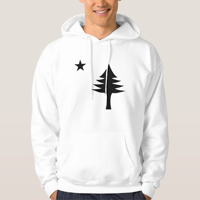 Gräs träd och Maine-statens stjärna 1901 flagga Hoodie (Framsida)