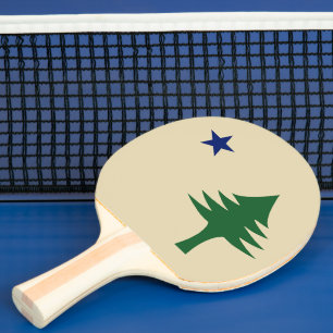 Gräs träd och Maine-statens stjärna 1901 flagga Pingisracket