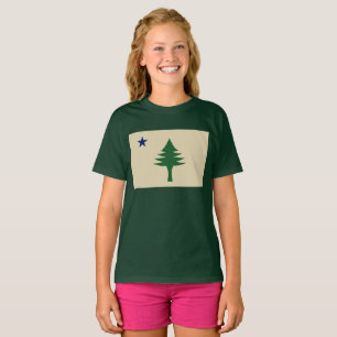 Gräs träd och Maine-statens stjärna 1901 flagga T Shirt