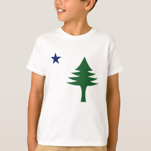 Gräs träd och Maine-statens stjärna 1901 flagga T Shirt