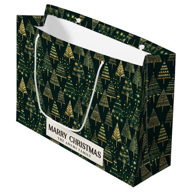 Gräs Träd och Stars Grönt Anpassningsbar God jul (Framsidan Vinklad)