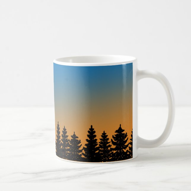 Gräs Träd och Sunset Himmel | Gräs Forest | Kaffemugg (Höger)
