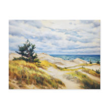 Gräs träd om sanddumet på Östersjön, oljemålning