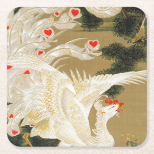 Gräs Träd & Phoenix (Kärlek Heart Phoenix), Jakuch Underlägg Papper Kvadrat
