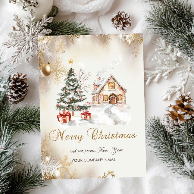 Gräs Träd,Presenter,House Snöflingor Helgdag Helgkort (Skapare uppladdad)