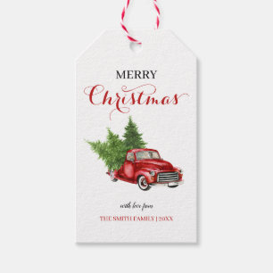 Gräs Träd Red Lastbil God jul Gift Märkres Presentetikett