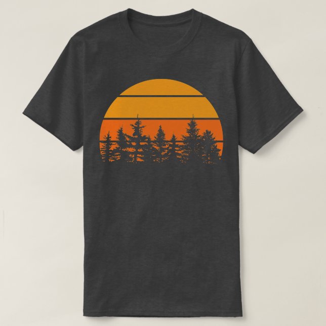 Gräs Träd Retro Silhouette 2 T Shirt (Design framsida)