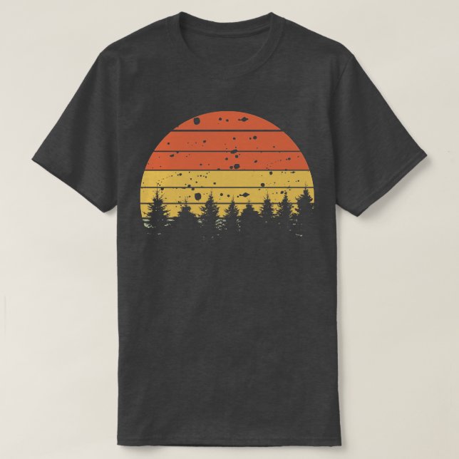 Gräs Träd Retro Silhouette 4 T Shirt (Design framsida)