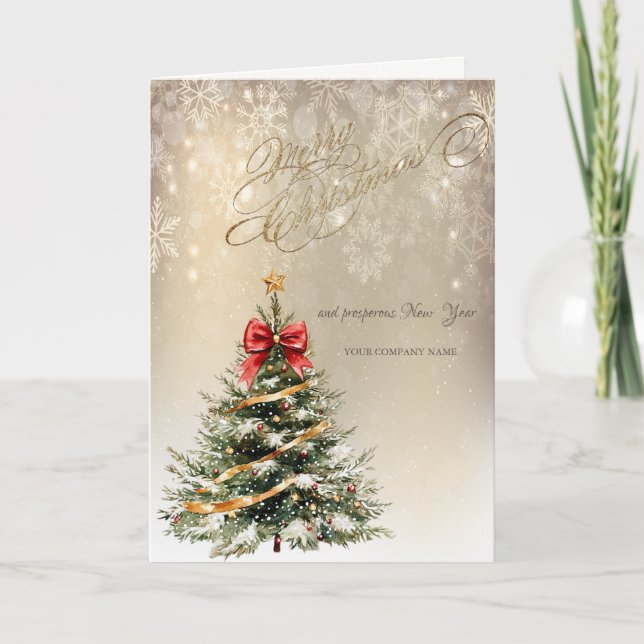 Gräs Träd,Röda bladet,Snöflingor Helgdag Helgkort (Framsida)