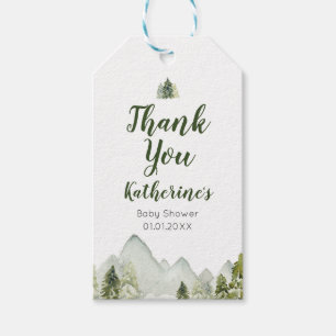Gräs Träd Rustic Äventyr Baby Shower Tack Presentetikett