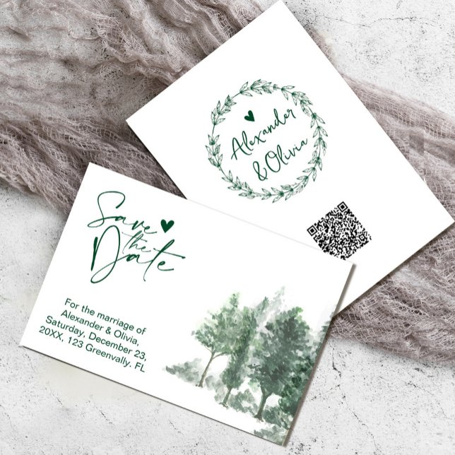 Gräs Träd-skogen i Rustic bröllop spara datum (Pine Tree Forest Rustic wedding save the date #zazzlemade#savethedates #destinationsavethedateinvite)