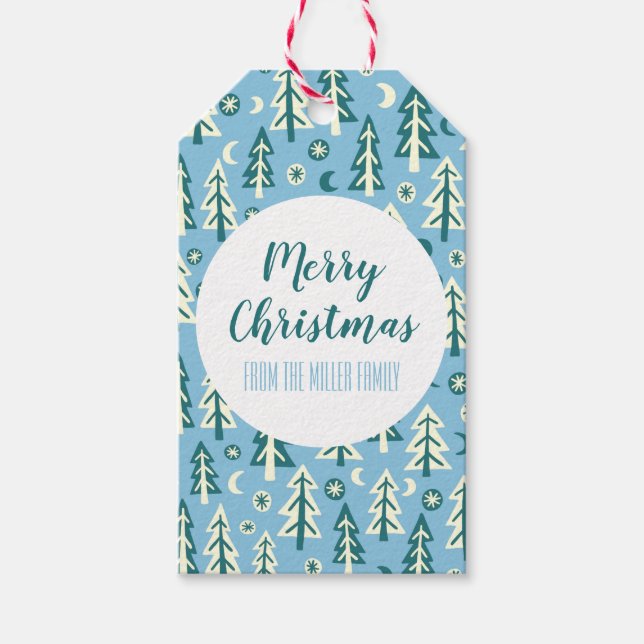 Gräs-Träd-skogen Måne Stars minimala rena ANPASSNI Presentetikett (Framsidan)