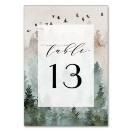 Gräs Träd-skogen Rustic Watercolor Thmet Bröllop Bordsnummer