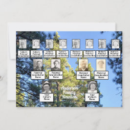 Gräs Träd-skogfoto 3 Generation familjeåterförenin Inbjudningar