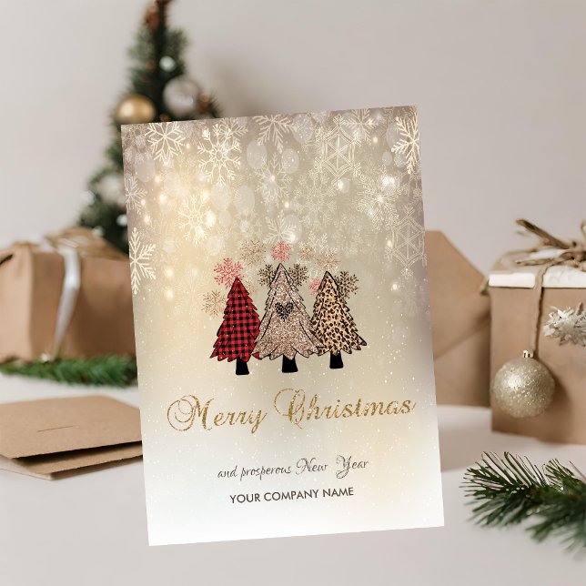 Gräs Träd, Snöflingor Guld Helgdag-kort för, Helgkort (Skapare uppladdad)