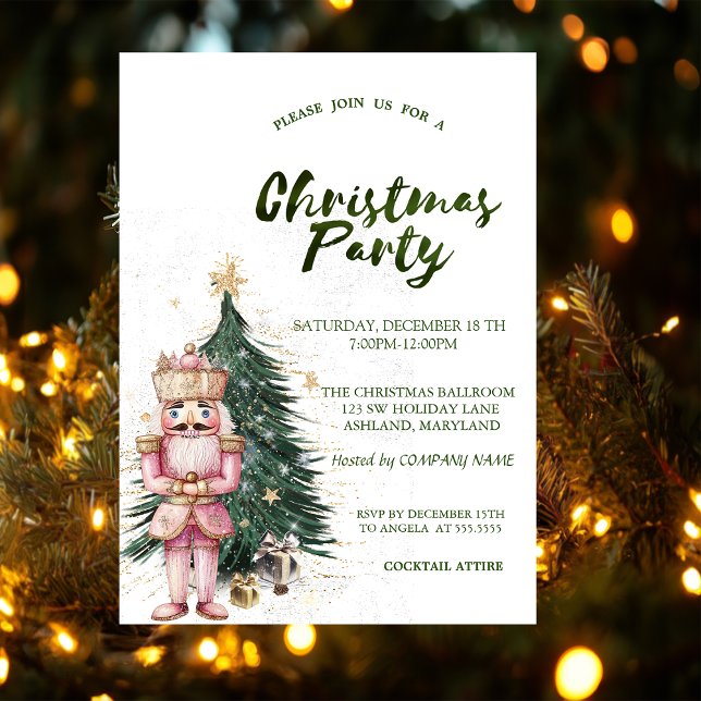 Gräs Träd Stars Nutcracker Jullföretag Inbjudningar (Skapare uppladdad)