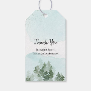 Gräs Träd Teal and Sage Bröllop Gift Märkres Presentetikett