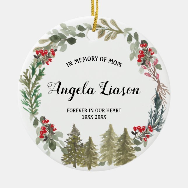 Gräs Träd till minne av julen i Mamma Julgransprydnad Keramik (Framsidan)