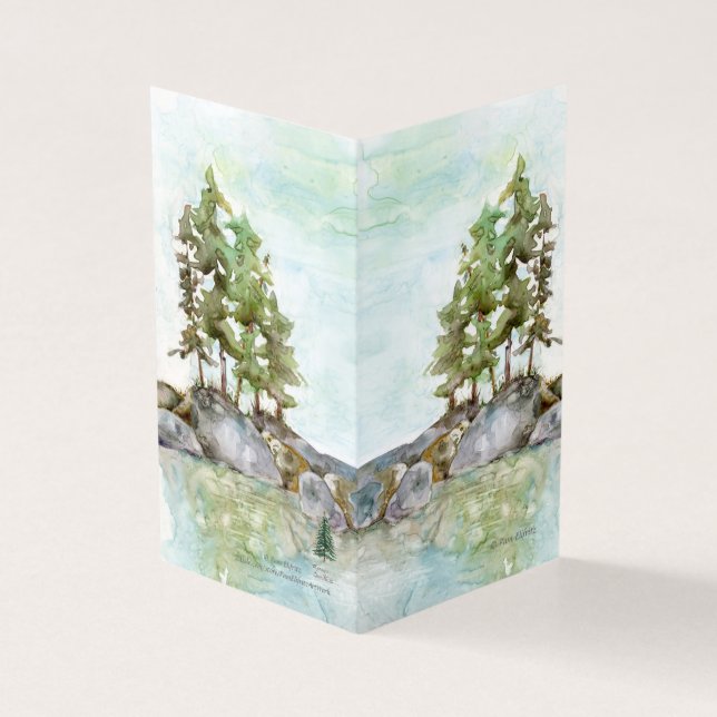 Gräs Träd vatten & Sten, vattenfärgen BWCAW, MN Kort (Utsida)