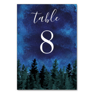 Gräs Träd Watercolor Rustic Evergreen Bröllop Bordsnummer