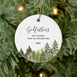 Gräs Träd Winter Forest Woodland Godfader Julgransprydnad Keramik