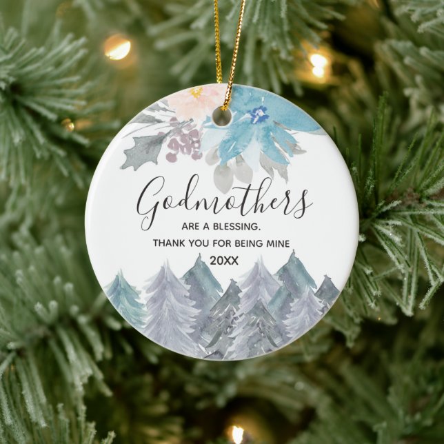 Gräs Träd Winter Godmothers Blue Julgransprydnad Keramik (Träd)