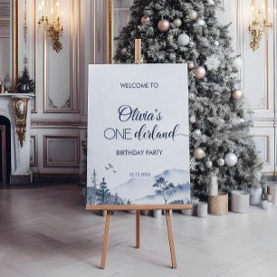 Gräs Träd Winter Onederland Birthday Välkommen Poster
