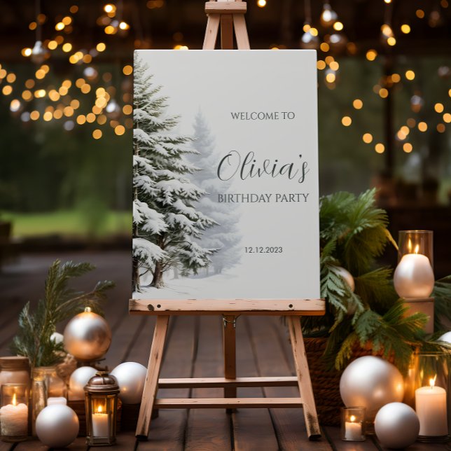 Gräs Träd Winter Onederland Birthday Välkommen Poster (Skapare uppladdad)