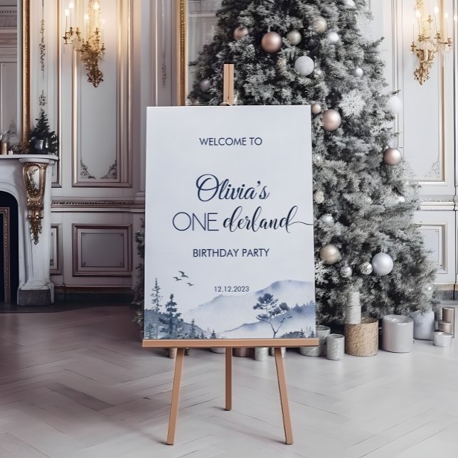 Gräs Träd Winter Onederland Birthday Välkommen Poster (Skapare uppladdad)
