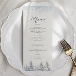Gräs Träd Winter Wedding Menu Meny<br><div class="desc">Ange en förtjusande ton för din mottagning med elegantens vinterbröllopsmeny. Den här utformningen blandar rustik charm med säsong-sofistikering och har en stark gräs-skog på basen och en delikat snödetaljer på toppen. Ett komplement till perfekten för mysigt skogsmark,  övernattning eller december-bröllop.</div>