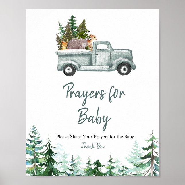 Gräs Träd Woodland Prayers for Baby Sign Poster (Framsidan)