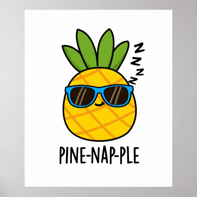 Gräs-tupplur Funny Napping Fruit Pineapple Pun Poster (Framsidan)
