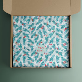 Gräs Twigs och Red Berries jul Mönster White