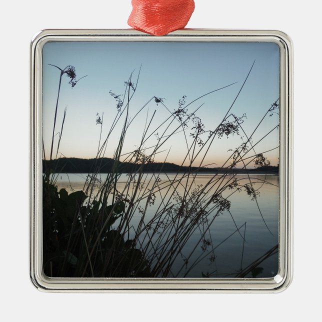 Gräs vid sjö Sunset Julgransprydnad Metall (Framsidan)