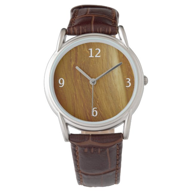 Gräs Wood II Faux Wooden Struktur Armbandsur (Framsida)