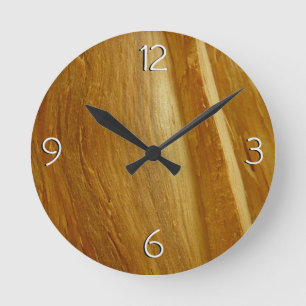 Gräs Wood II Faux Wooden Struktur Rund Klocka