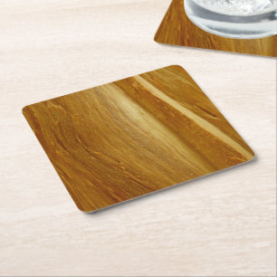 Gräs Wood II Faux Wooden Struktur Underlägg Papper Kvadrat