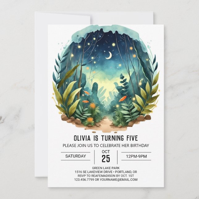 Gräs Woodland Birthday Inbjudningar (Framsida)