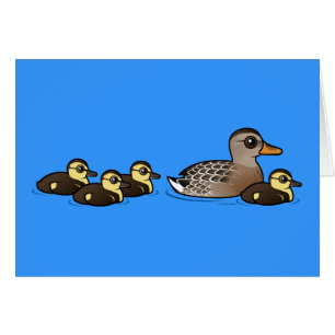 Gräsand & fyra ducklings hälsningskort