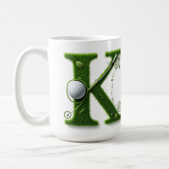 Gräsbrev Golf Tema Med Bollar Och Klubbor Kaffemugg (Vänster)