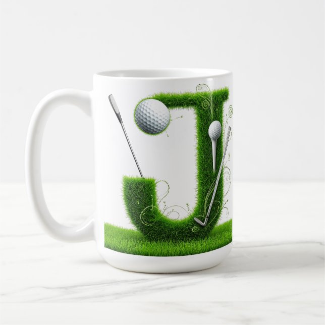 Gräsbrev Golf Tema Med Bollar Och Klubbor Kaffemugg (Vänster)