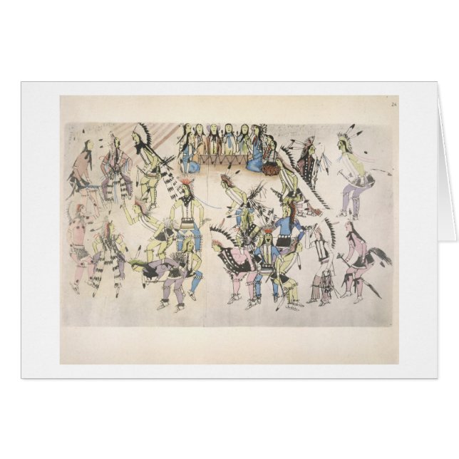 Gräsdans (bläck på papper) hälsningskort (Framsidan Horizontal)