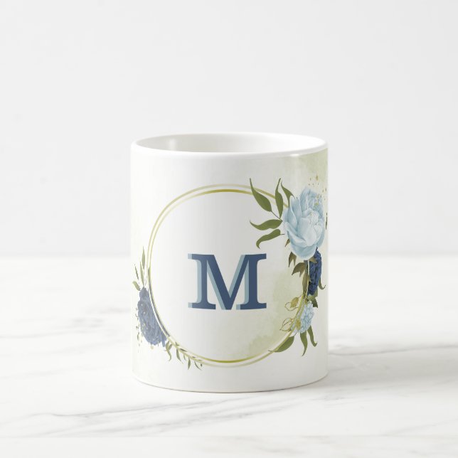 Gråsej, dammig, blå blommigt kaffemugg (Center)