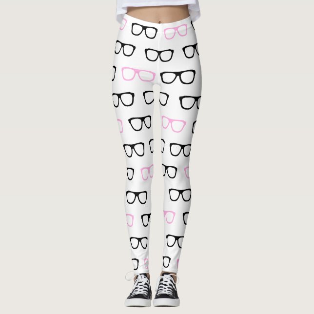 Gråsglasögon, rosa, fiskbaljväxter leggings (Framsida)