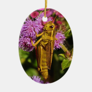 Gräshoppa på Ageratum Julgransprydnad Keramik