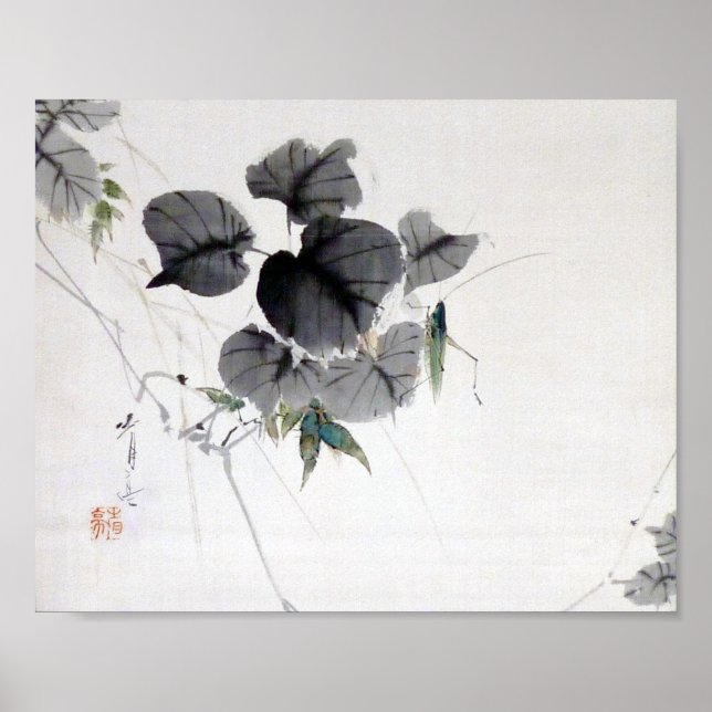 Gräshoppare på Kudzu Löv, Watanabe Seitei Poster (Framsidan)